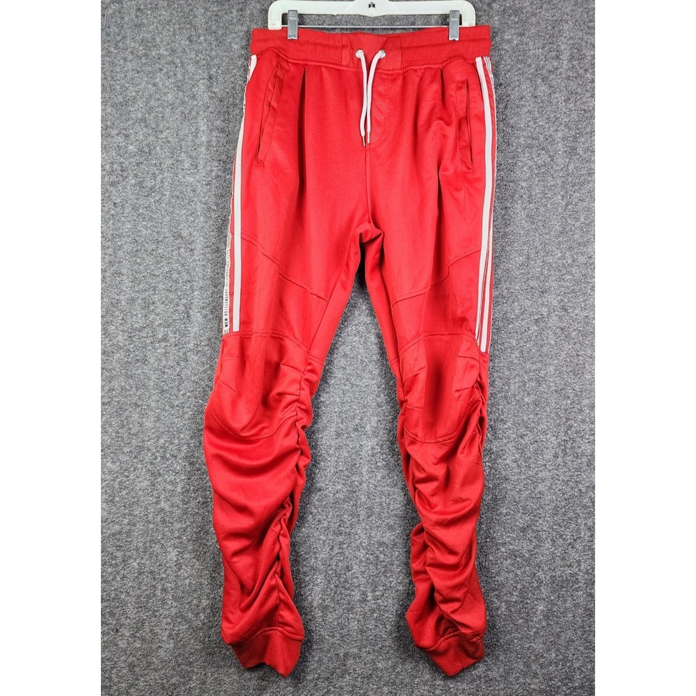 Switch Remarkable Track Pants Men‎ 2XL Red Stacked Ruched Stripe Billionaires